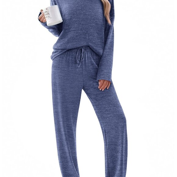 Long Sleeve Pajama Set with Pockets Soft Polyester-Spandex S-XXL